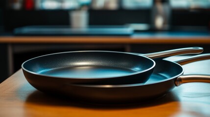 Isometric illustration: round and square frying pans