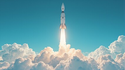 Inspirational image of a rocket launch with business logo