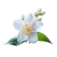 Obraz premium Beautiful White Jasmine Flower Blossom Spring Nature Pure Soft Leaf Bloom Plant 