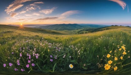 Fototapeta premium Golden Hour and Blossoming Horizon