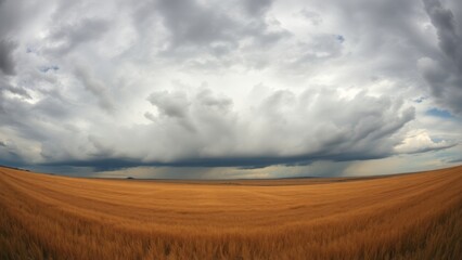 Obraz premium Dramatic Sky Above Wheat Field
