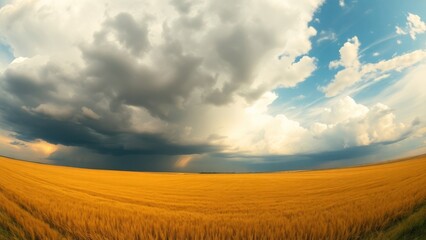 Gloomy Skies Above Vibrant Field