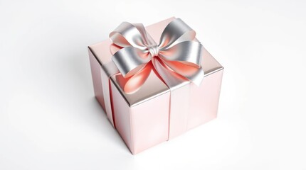 Pink box with a natural twine ribbon, elegantly arranged on a white background
