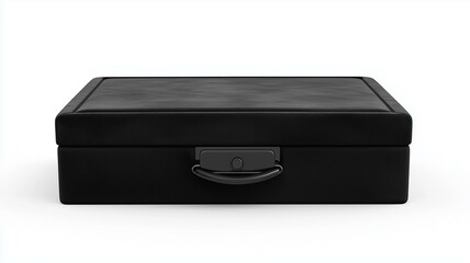 Ultra-realistic image of a black velvet jewelry box with a hinged lid, isolated on a white background
