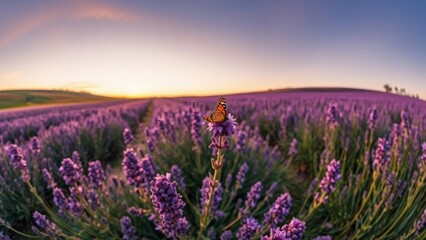 Twilight Serenity in Lavender Field