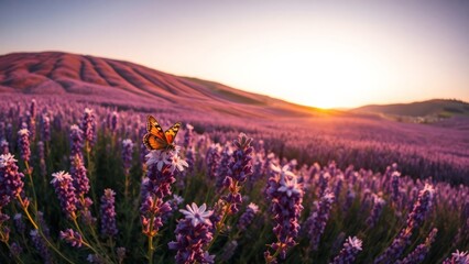 Fototapeta premium Endless Lavender Under Warm Evening Light