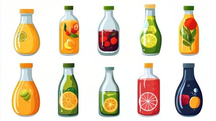 Vibrant Fruit Infused Drinks in Bottles - A Refreshing Collection