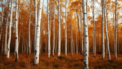 Obraz premium Autumnal Magic in a Birch Forest