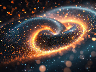 Artistic visualization of a quantum computing process showcasing glowing entangled qubit chains in a sleek dark environment