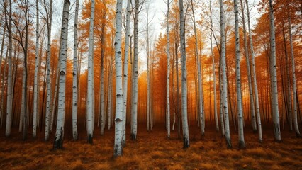 Autumn Splendor in a Birch Woodland