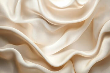 Obraz premium Soft, flowing cream-colored fabric elegantly draped, showcasing texture and light play, ideal for backgrounds