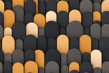 Obraz premium Seamless pattern of different sizes gold and black arches with modern geometric textures for elegant luxury backgrounds