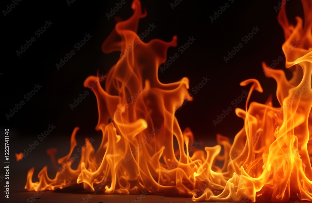 Aufkleber abstract fire flames display dynamic motion patterns. orange, yellow flames flicker against dark bac