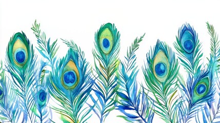 Obraz premium Stunning Watercolor Peacock Feather Design