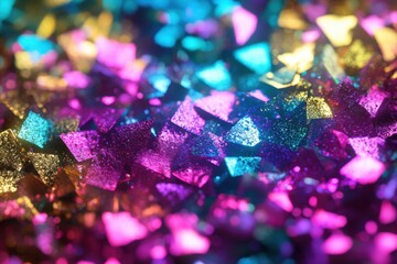 Abstract holographic birthday background with vibrant colors and textures