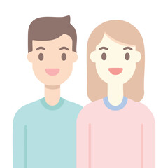 Simple design of male and female avatar characters
