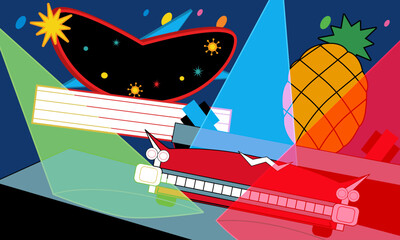 stage pulsing with dynamic lighting and vibrant neon installations, transforming the entire venue into an electrifying wonderland