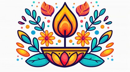 Celebrate the joy of Diwali with vibrant illustrations of diyas and festive spirits lighting up the night.