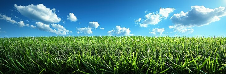 Green grass stretching beneath a clear blue sky