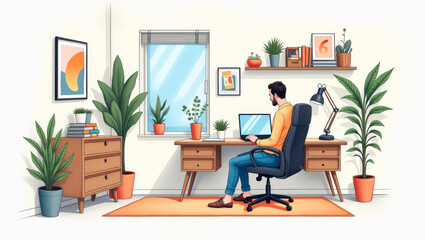 organized space of the home office, representing the structured remote work