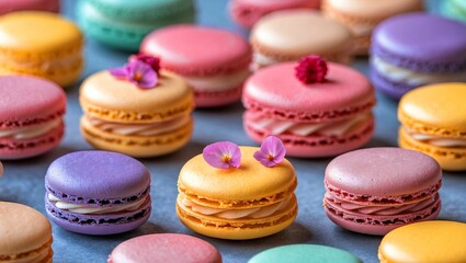 Fototapeta premium Colorful array of french macarons delight