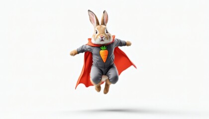 Superhero Rabbit in Flight Awesome Easter Bunny Image