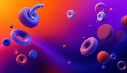 Abstract 3d Purple Orange Floating Shapes Background