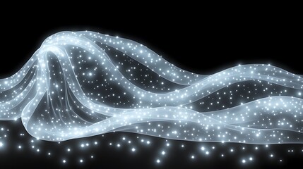 Soft glowing nebulous shapes in a gentle movement across a dark, starry backdrop.