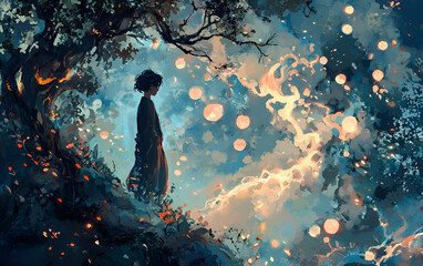 a gril standing in nature beauty