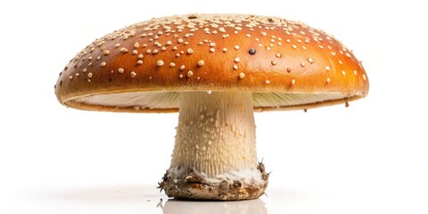 Obraz premium Single Brown Mushroom on White Background
