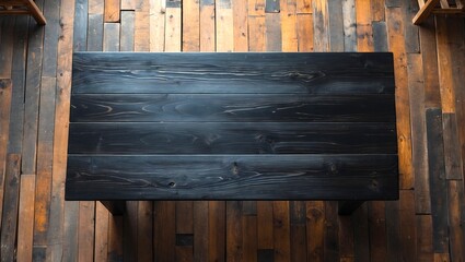 Elegant black wooden table from above perspective
