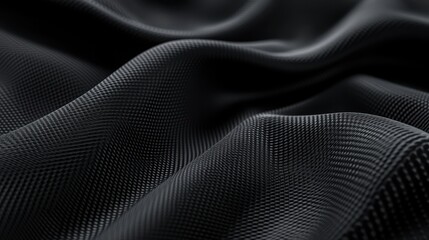 Naklejka premium Abstract Black Fabric Texture Waves Design