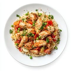 Healthy Grilled Chicken Salad Bowl With Colorful Vegetables and Couscous