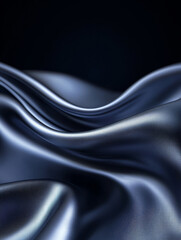 Fototapeta premium Dark blue silk fabric, flowing elegantly.