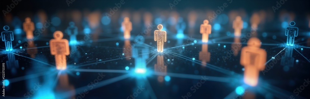 Poster abstract illustration of human resources, worldwide web concept. silhouettes of people connected by 