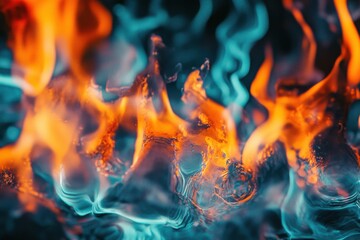  abstract fire background with metallic fluid texture