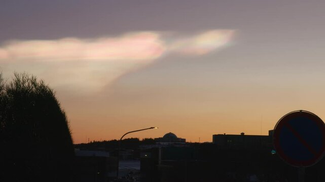 Nacreous polar stratospheric clouds over Reykjavik Iceland