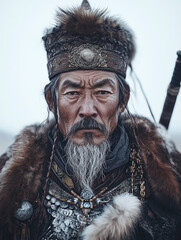 Tibetan Warrior Commanding Majestic Steed Through Lush Landscape