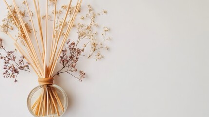 Elegant Dried Flowers and Wooden Diffuser for a Relaxing Home Decor