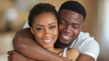 portrait of man and a woman. looking into each others eyes and appear love.