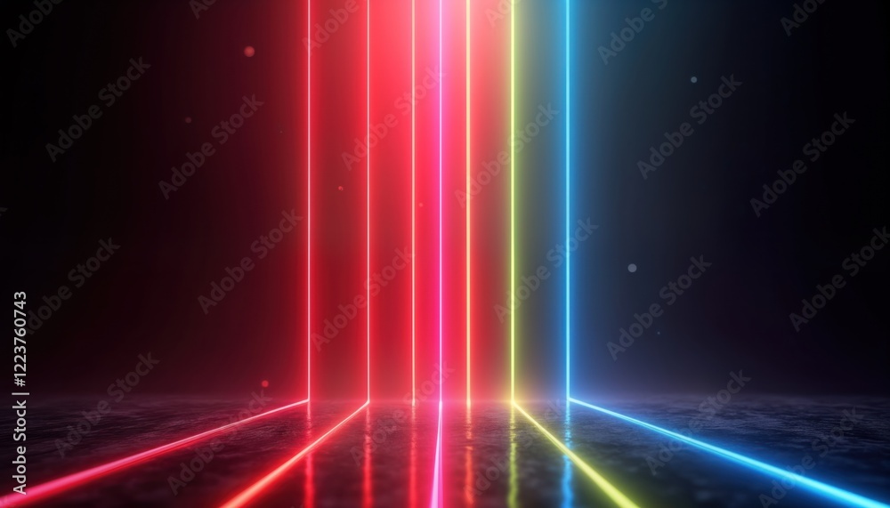 Aufkleber abstract futuristic design with vibrant spectrum neon lights. colorful lines create impressive effec