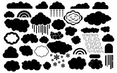Clouds Elements Silhouette Vector Pack graphic drawing illustration Design Elements for stickers, Posters, streetwear, t-shirts, logos, print-on-demand, print, or branding