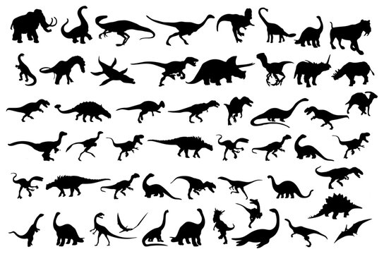 Dinosaurs Silhouette Vector Pack graphic drawing illustration Design Elements for stickers, Posters, streetwear, t-shirts, logos, print-on-demand, print, or branding