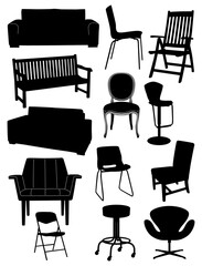 Fototapeta premium Home Furniture Silhouette Vector Pack graphic drawing illustration for stickers, streetwear, t-shirts, logos, print-on-demand, print, or branding