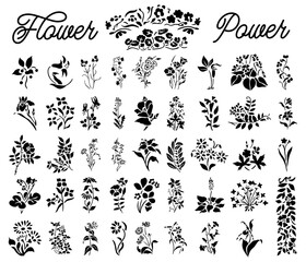 Beautiful Flowers Silhouette Vector Pack graphic drawing illustration for Weeding, Posters, stickers, streetwear, t-shirts, logos, print-on-demand, print, or branding
