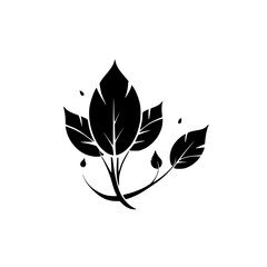 Elegant Black Leaf Silhouette: Minimalist Botanical Vector Design. Perfect for nature-themed logos, invitations, and decorations.