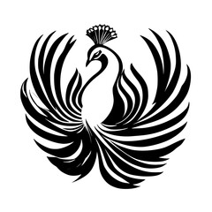 Monochrome Peacock: A Stunning Abstract Bird Illustration
