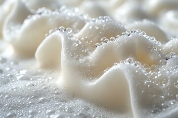 White foam bubbles and water droplets texture abstract background