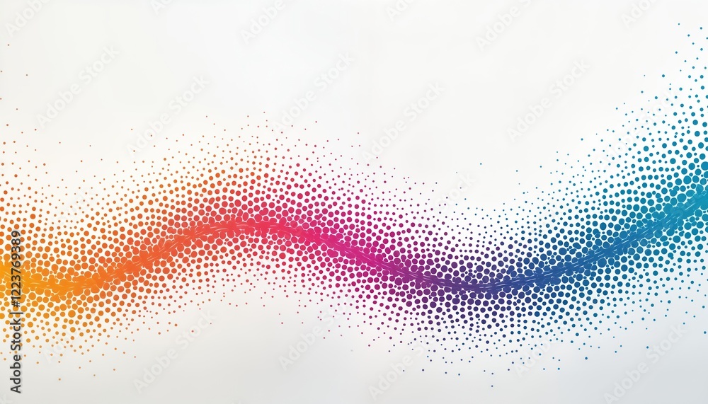 Aufkleber Abstract wave pattern with colorful dots creates smooth motion graphic design. Colorful wave design. Modern abstract background for various uses. Smooth transition of colors in dot pattern.