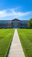 on the way to school or university with a meadow with copy space vertically 9:16